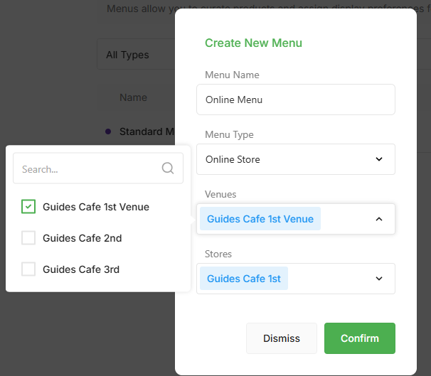 Online Menu Management