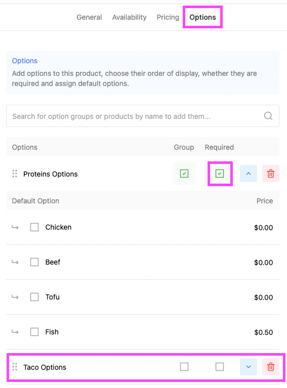 Multi-Select Required Modifiers